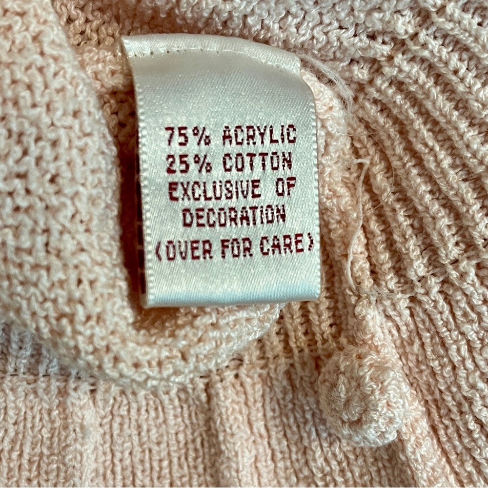 Vintage 90s Cottagecore Hand Embroidered Pink Knit Cardigan Sweater size SP - Picture 6 of 6